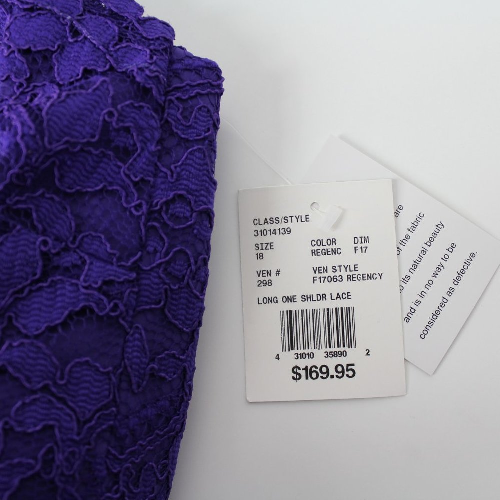 David's Bridal Long One Shoulder Lace Dress sz 18 Regency Purple elegant classy - Picture 11 of 12